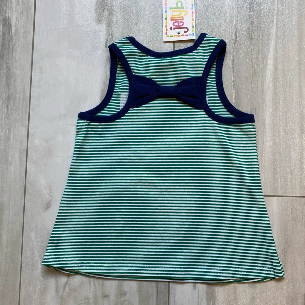 NWT JellyBean by Navy & Green Pickleball Sleeveless Bow Top & Skort Set Girl 18M